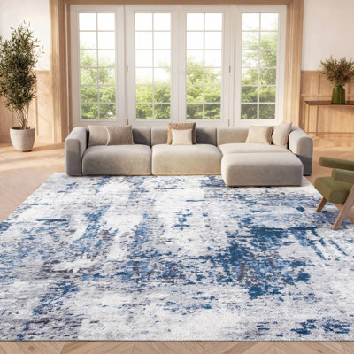 Minyard Abstract Grey/Blue Area Rug