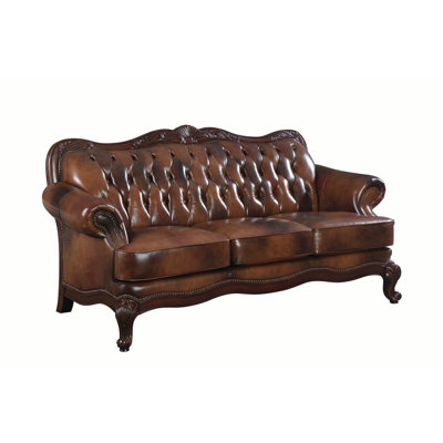 Aard 86" Leather Match Recessed Arm Sofa