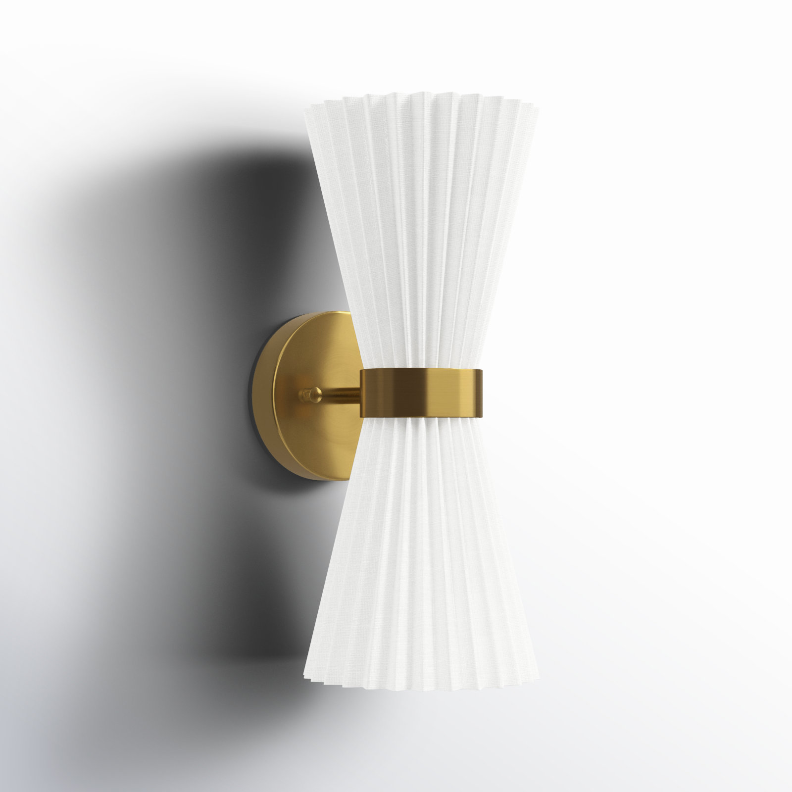 Modo 2 Light Steel Dimmable Armed Sconce, Brass, 14.57" H x 6.1" W x 6.1" D, White