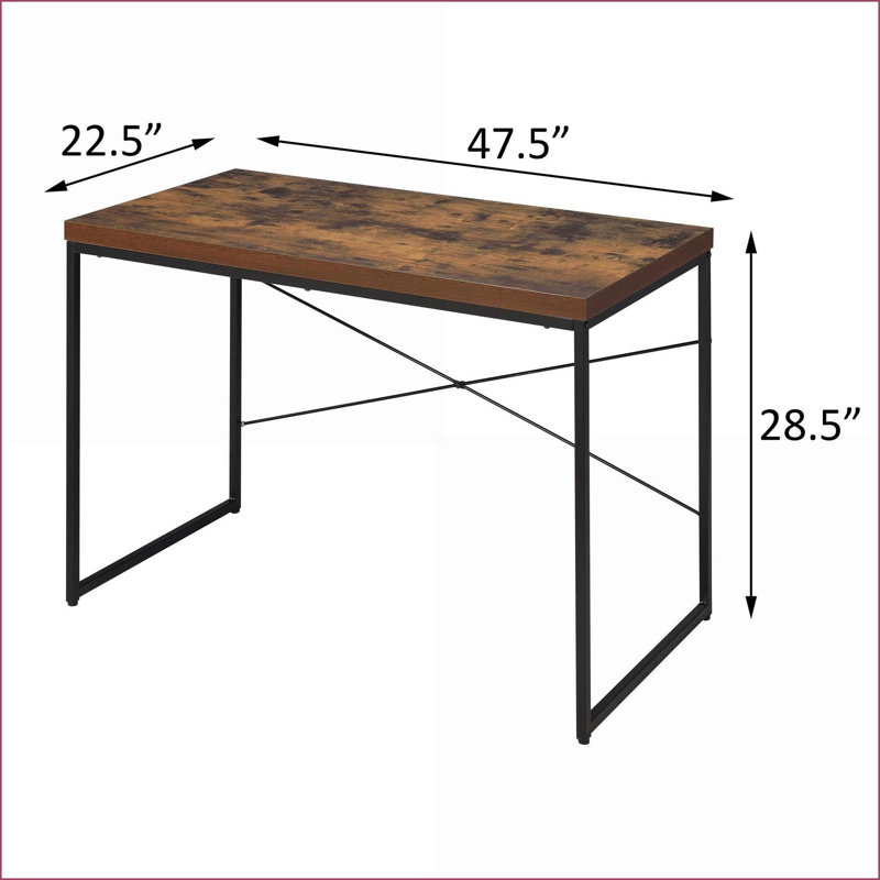 Desks, Industrial Weathered Oak &amp; Writing Desk with Metal Sled Base | Wood+Metal, Brown