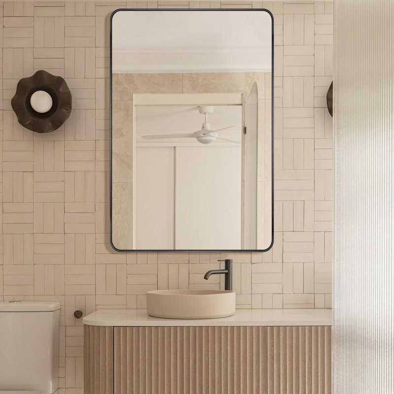 Miroir de salle de bain mural Chassin (horizontal / vertical), Noir, H 24 po x l 36 po