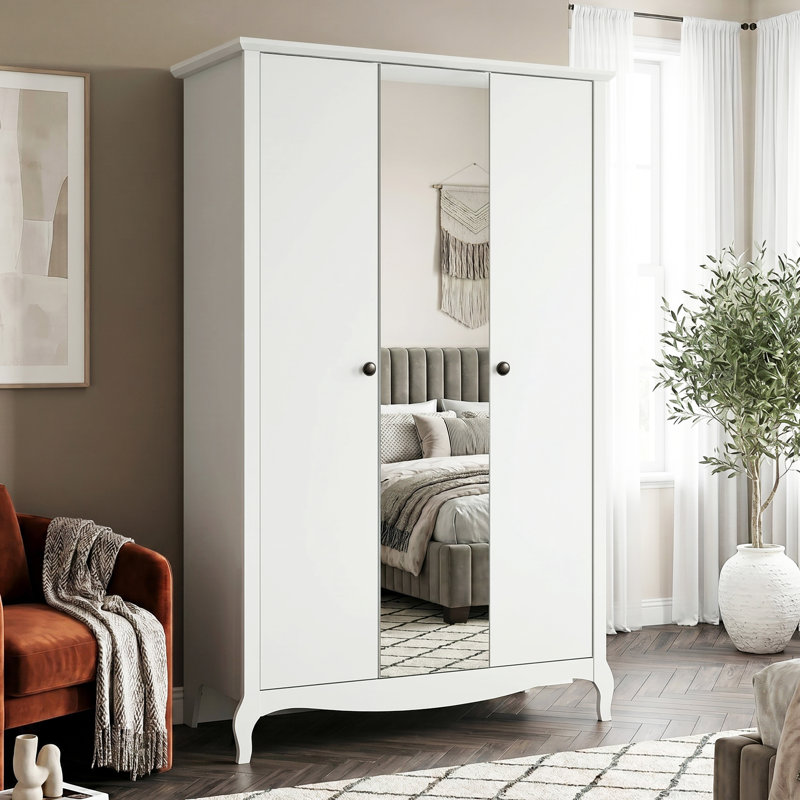 3 Door Manufactured Wood Wardrobe, White