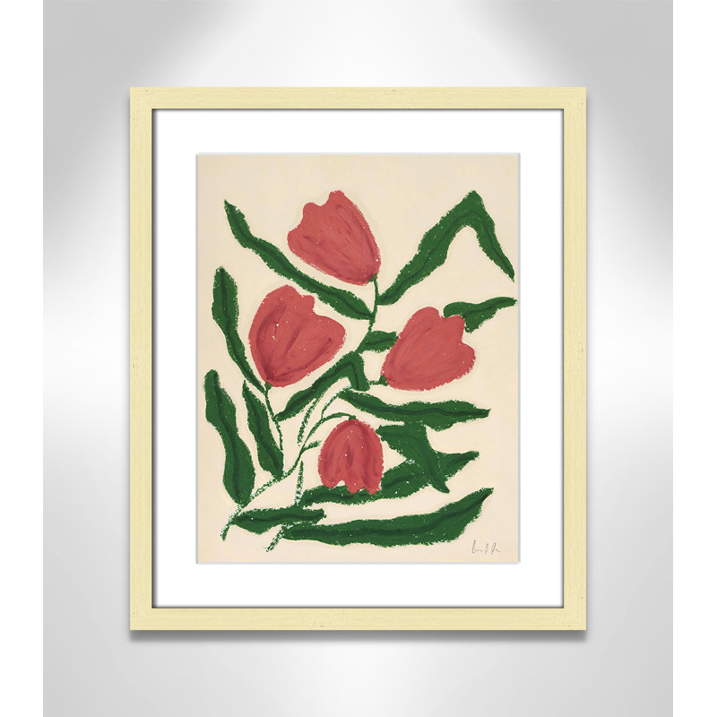 « Tulipes rouges » Estampe de Camilla Bergqvist, H 19 po x l 16 po x P 1,25 po