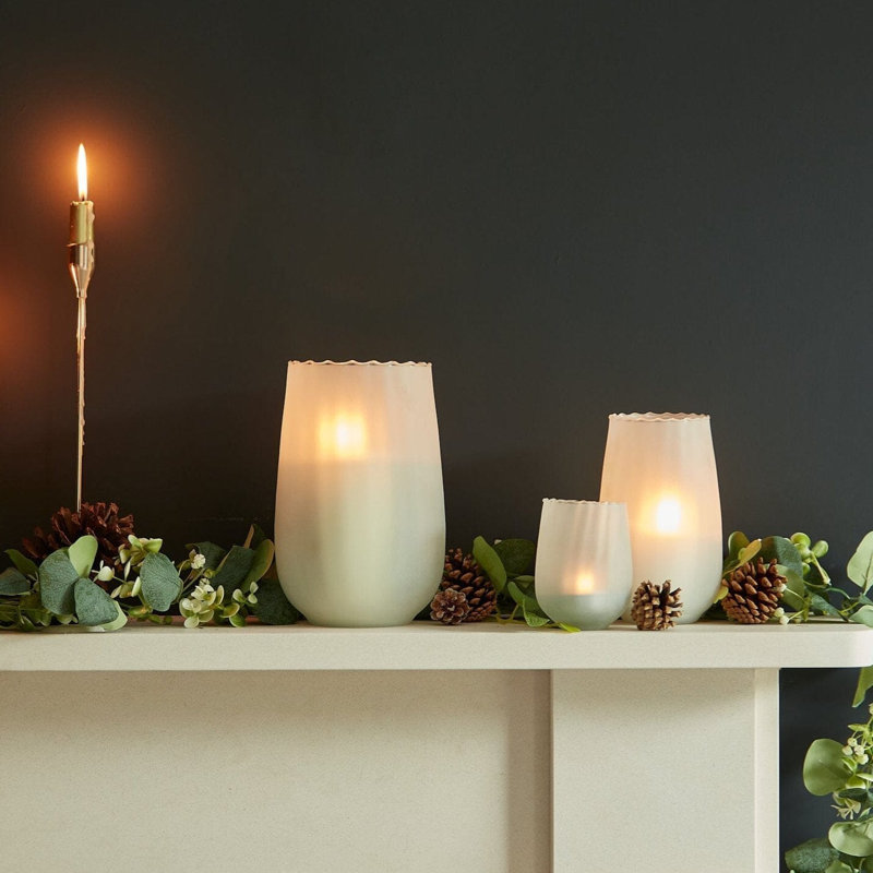 Danterius Glass Tabletop Tealight Holder, Frosted