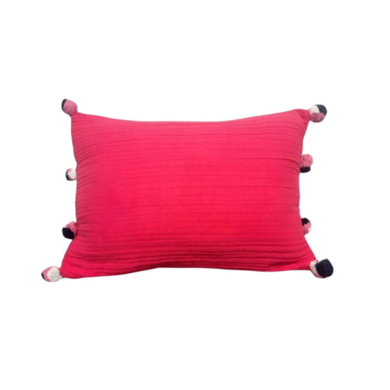 LS Romy Muslin Small Plain Pillow - 14X20X5 Inches (set of 2), Viva Magenta