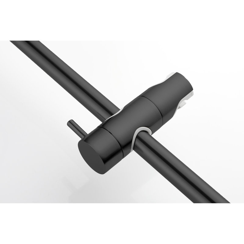 28-Inch Slide Bar Handheld Shower With 59-Inch Hose - Adjustable Height Head Nozzles, Strong Stainless Steel Matte Black Look Robust Finish