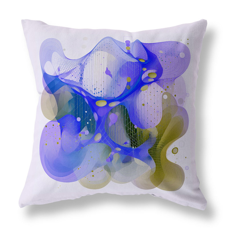 Oreiller réversible Whimsical Waves, H 16 po x l 16 po, Bleu / olive abstraite