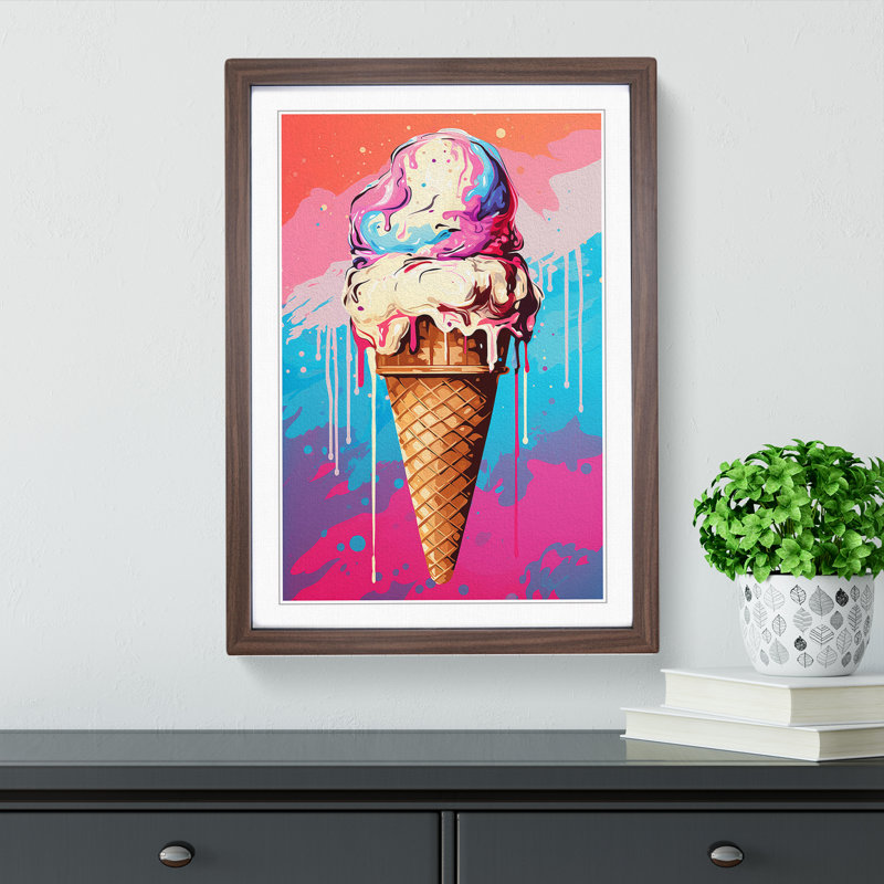 Ice Cream Pop Art - Framed Print, 46cm H x 34cm W x 2cm D, Walnut