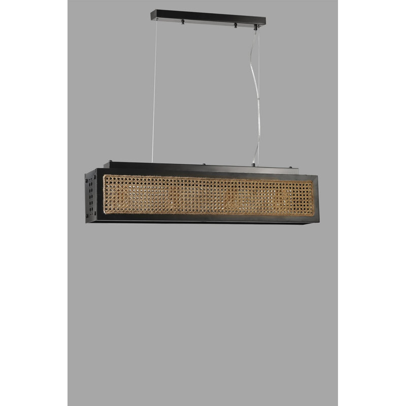 Chandle Chandelier, Black/Rattan