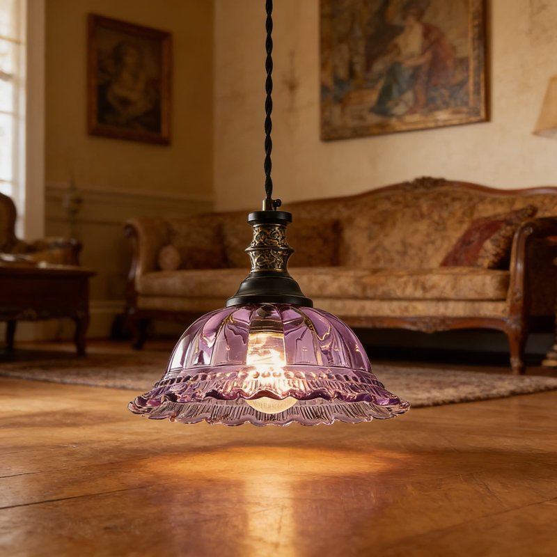 Luminaire suspendu moderne avec abat-jour en verre floral, lampe suspendue réglable pour îlot de cuisine, salle à manger, chambre à coucher et espaces commerciaux