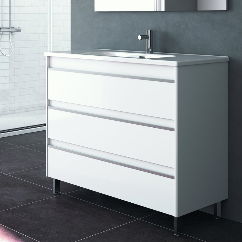 Belle 40" Single Bathroom Vanity Set, Gloss White, 40"