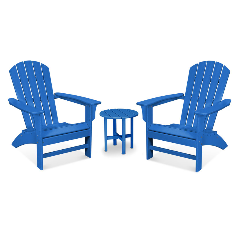 Ensemble 3 pièces Adirondack POLYWOOD Yacht Club, Bleu pacifique