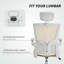 Chaise de bureau ergonomique, chaise de bureau avec appui-tête réglable, beige-1246598540