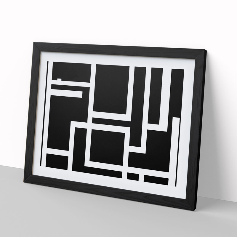 Cubism Abstract - Framed Print, Black, 46cm H x 64cm W x 2cm D