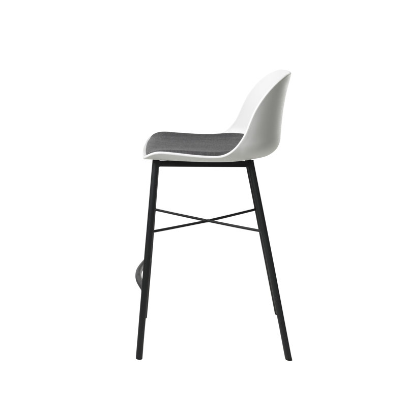 Galata Upholstered Counter Stool with Metal Frame, White 