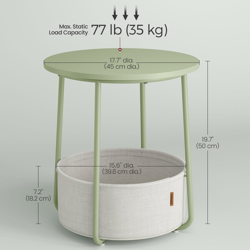 Table de bout, Vert sauge / blanc crème