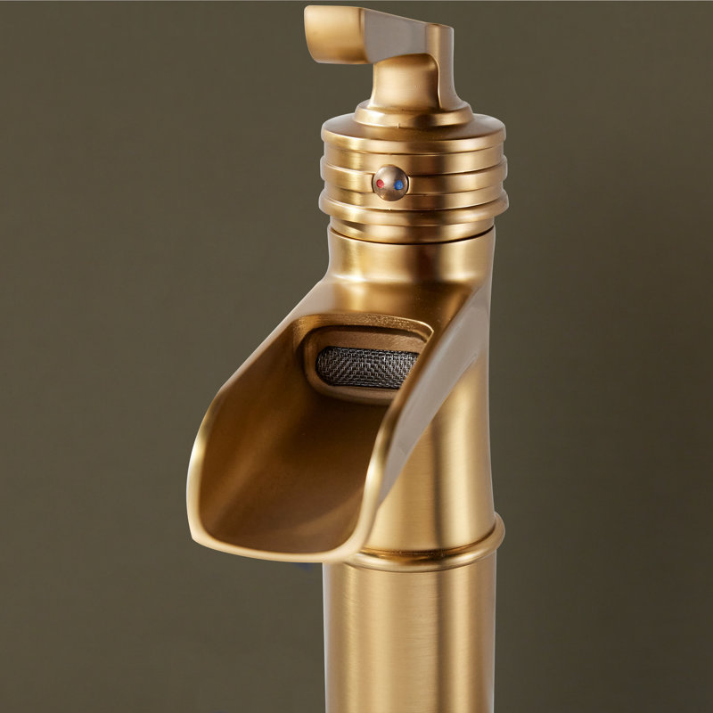 Vessel Bathroom Faucet With Drain Assembly, Brushed Gold