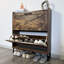 Armoire de rangement pour chaussures avec 2 tiroirs rabattables, organisateur autoportant avec pieds en métal pour le vestibule, étagère à chaussures étroite, rustique