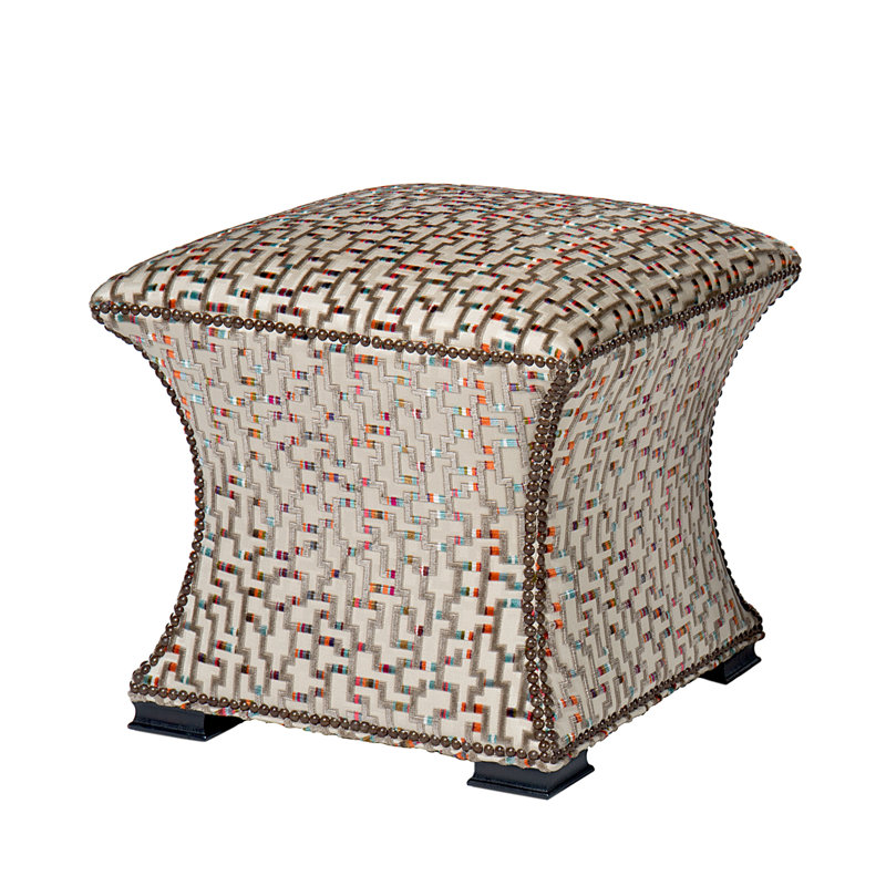 Cinched Novelty Ottoman, Antique Brass Small, Vintage Ebony, Filigree Ivory 100% Polyester