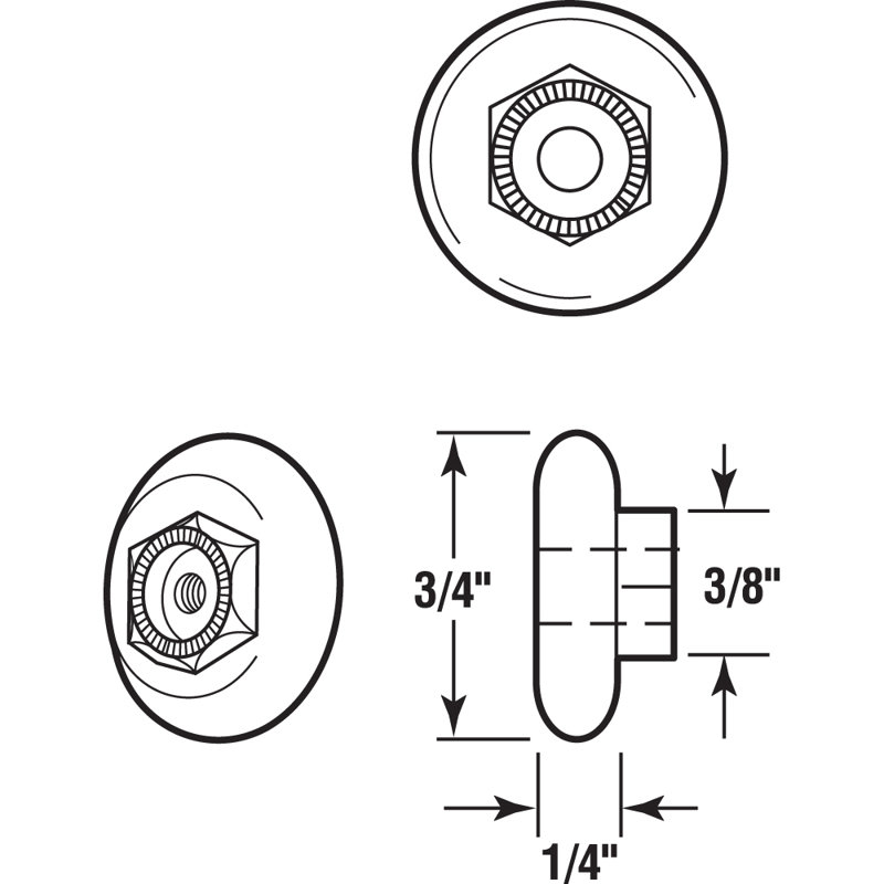 Rouleau de porte de douche Prime-Line, 3/4 po, plastique, roulement à billes en acier, bord rond