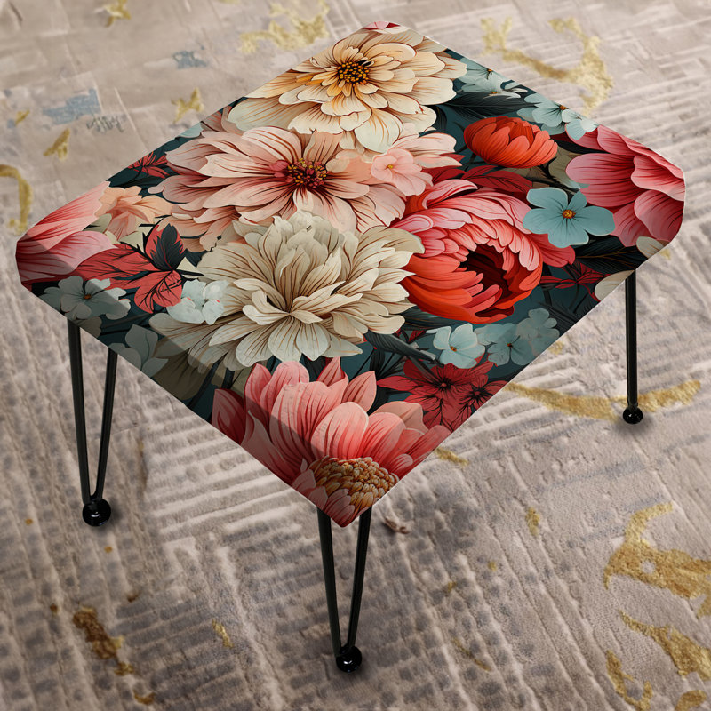Harmony Elegance Peony Blooms - Repose-pieds rectangulaire floral