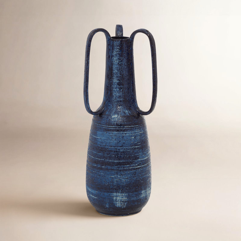  Blue 17" Indoor / Outdoor Ceramic Table Vase