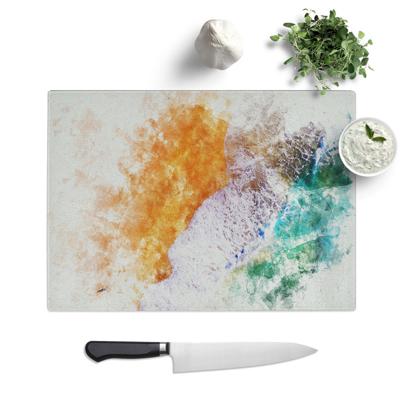 Beach Views of the Gold Coast Watercolour Chopping Board, 0.4cm H x 28.5cm W x 39cm L