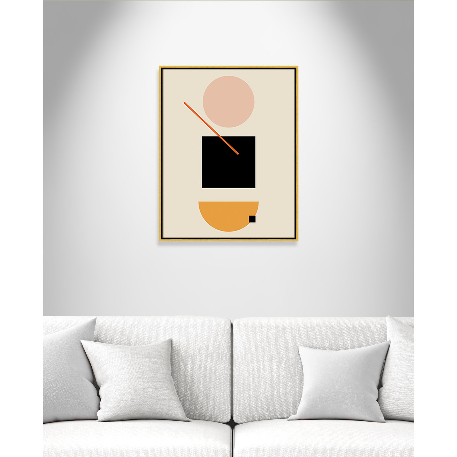 Simple Shapes Print, 29.5" H x 23.5" W x 2" D, Gold Framed