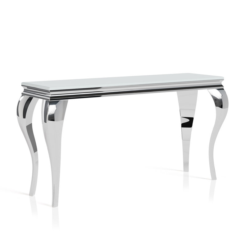 Mehseti 57.5'' Glass Top Console Table, White