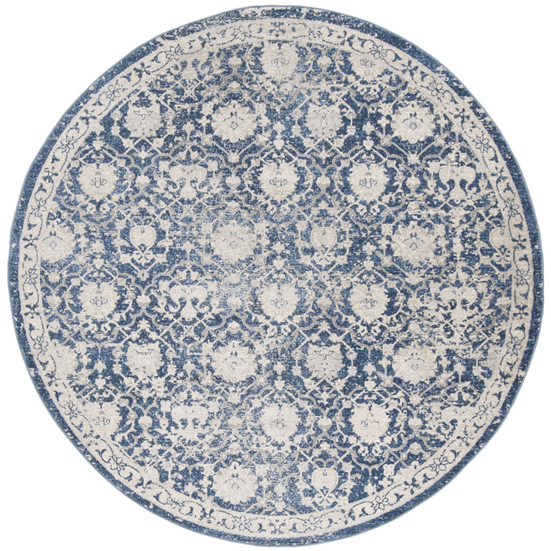 Aubie Fifi Oriental Navy/Creme Rug, Round 3'