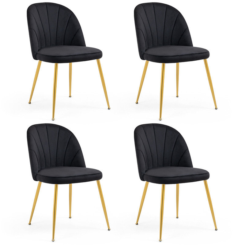 Velvet Upholstered Stacking Side Chair, Black