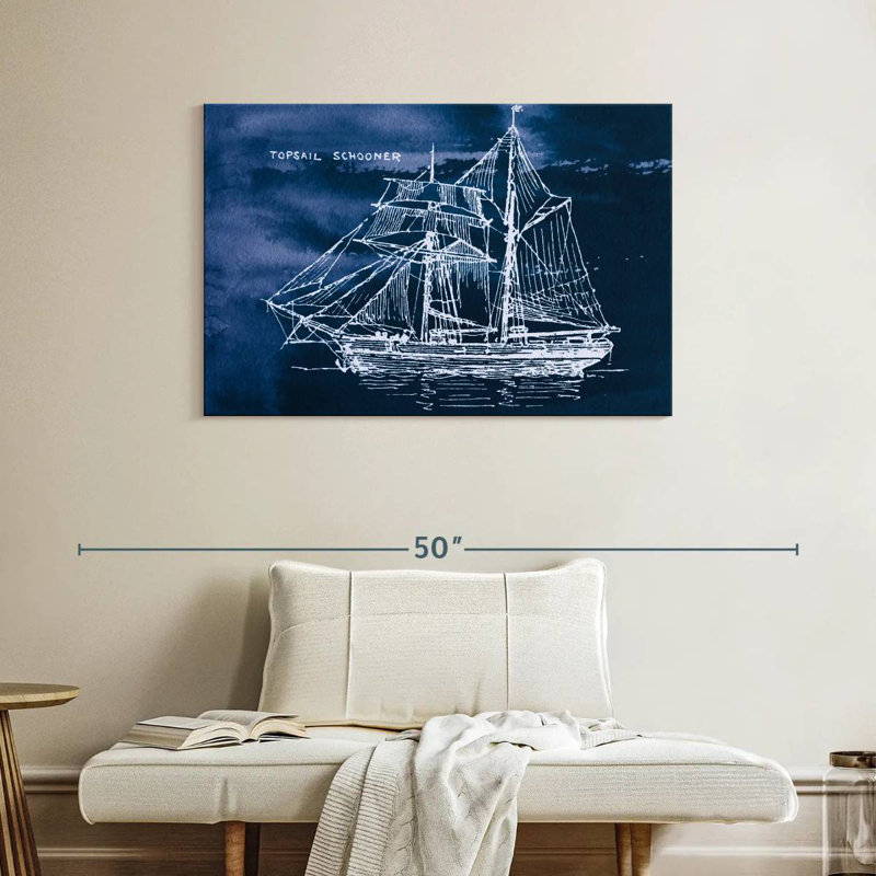 Mehar Sailing Ships I Indigo, 26" H x 39" W