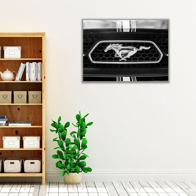 Ford Mustang Car Logo - reproduction d'art sur toile, H 18 po x l 24 po