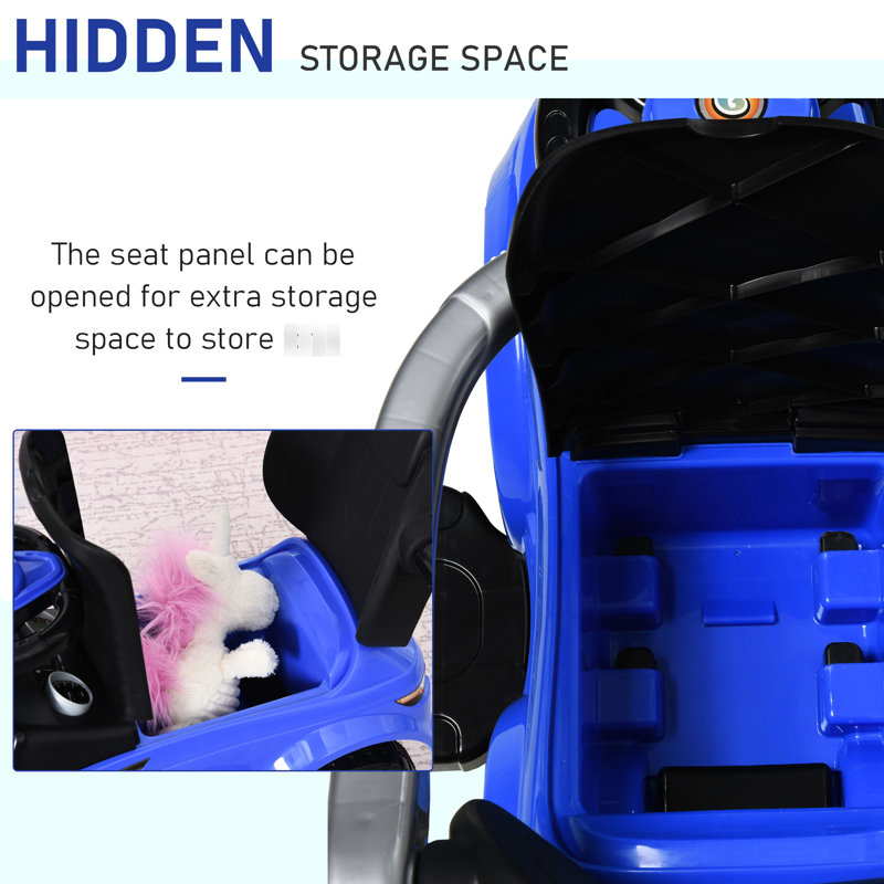Poussette pour voiture 2 en 1 avec garde-corps et espace de rangement pour les 1 à 3 ans, espace extra bleu