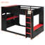 Lit mezzanine double avec bureau ajustable, lumières RVB, tête de lit, tiroirs et garde-robe-303814299