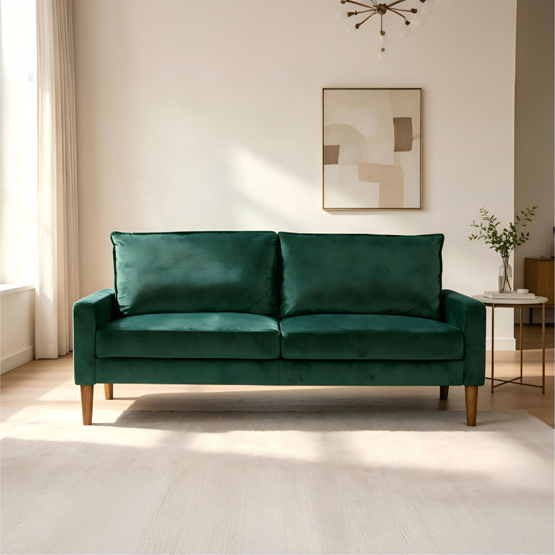Canapé en velours moderne et minimaliste avec structure en bois robuste, Velours vert