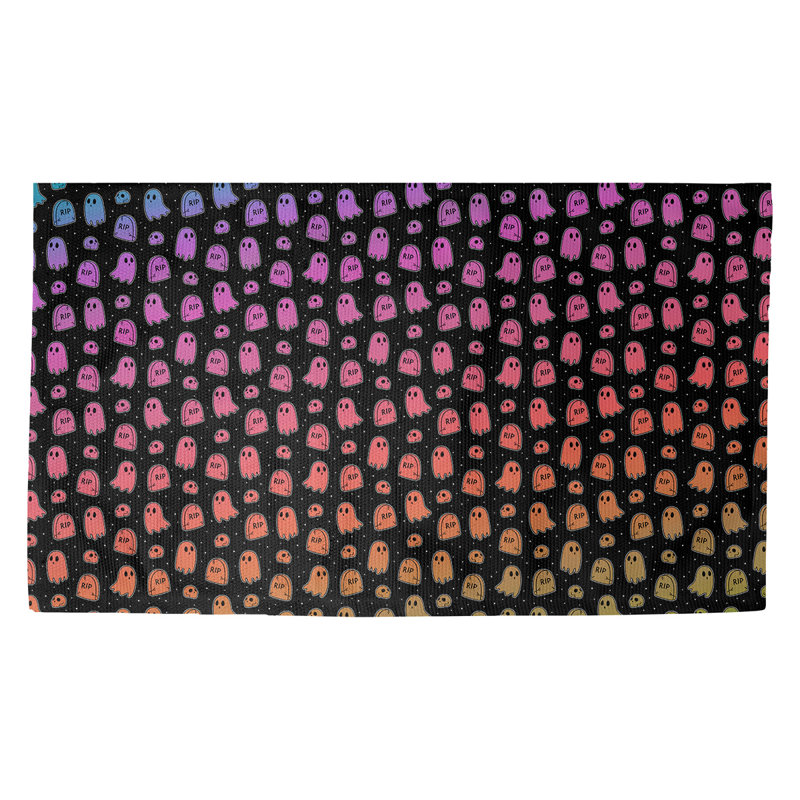 Tapis rose/orange/noir pastel Avicia, Rectangle 5 pi 3 po x 7 pi 2 po