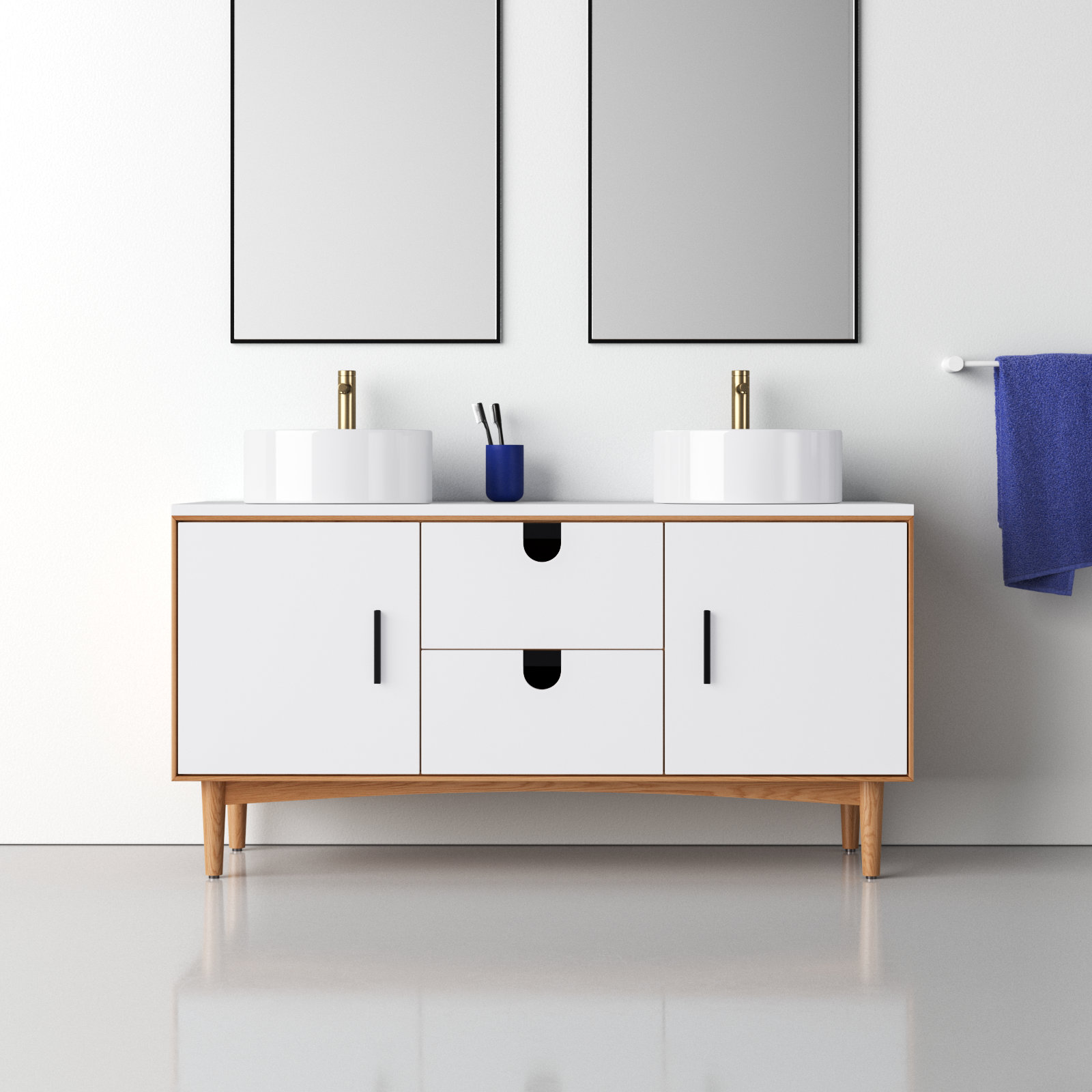 Antonina 60" Double Bathroom Vanity, Matte White