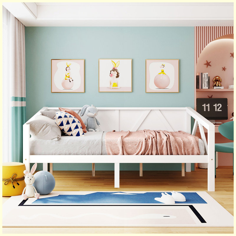  Modern Daybed Wooden Daybed For Bedroom Guest Bed Daybed Frame Modern Office Furniture, Full / Double, White