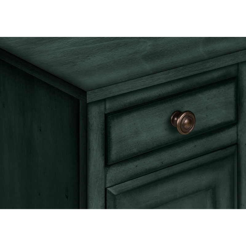 Table d'appoint, table de bout, table d'appoint, table de chevet, étroite, chambre à coucher, lampe, tiroir de rangement, placage bleu antique, traditionnel