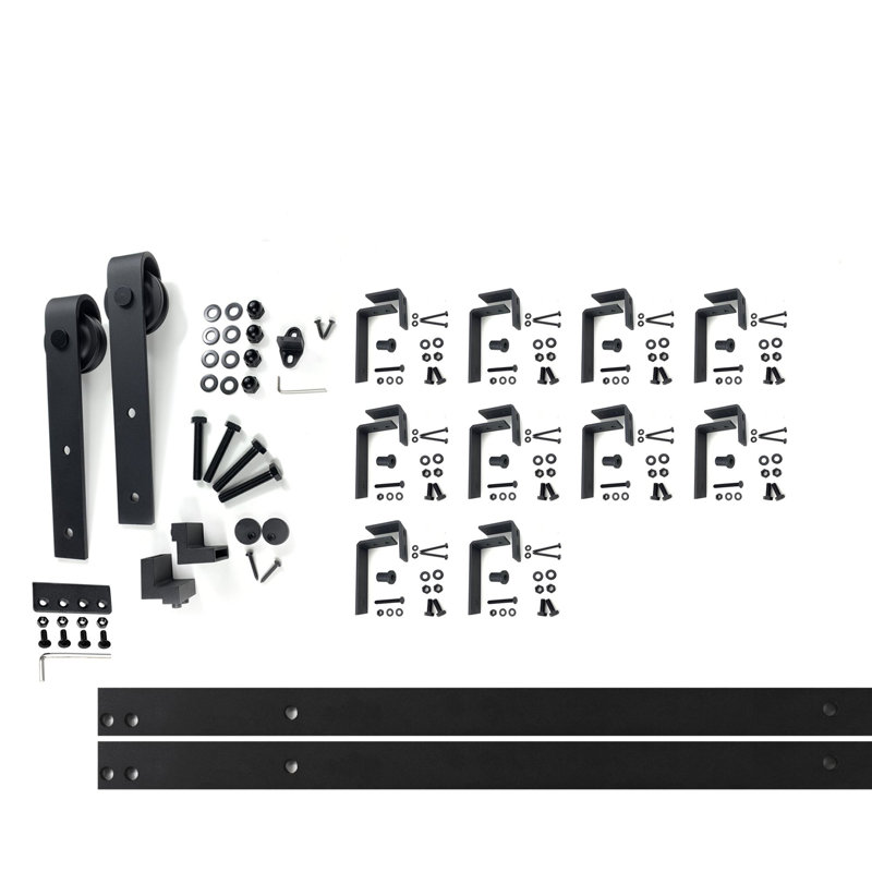 Ensemble de quincaillerie de dérivation convertible simple à double rail noir rustique, 156 po