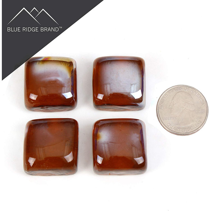 Verre carré réfléchissant pour foyer d'extérieur de forme carrée, Ambre, 10 lb