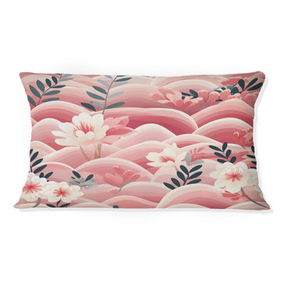 Pink And White Floral Hilltop Meadows - Floral Printed Pillow