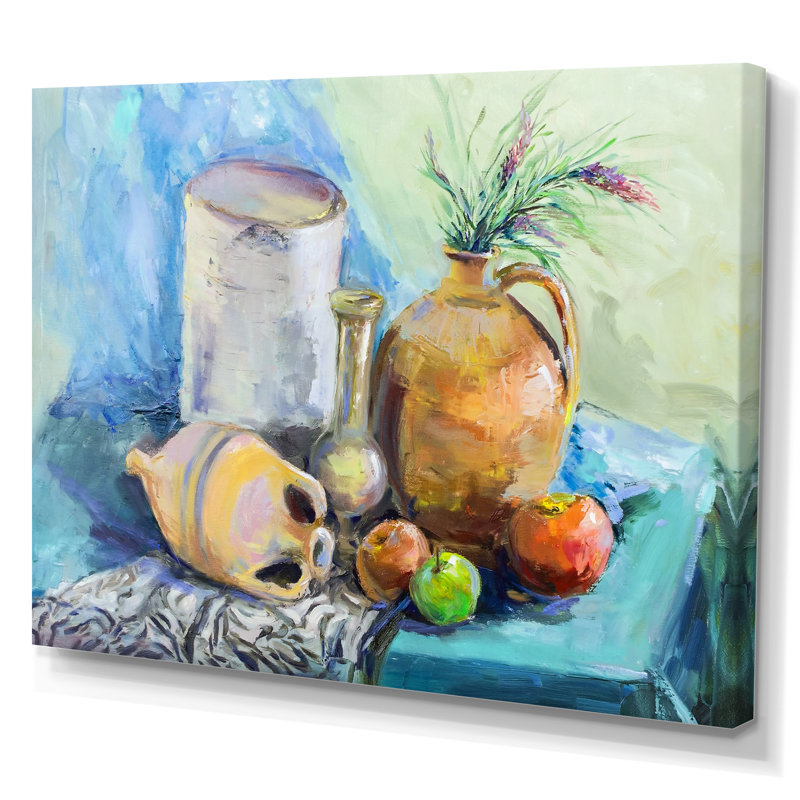 Fleurs et fruits impressionnisme II - décoration murale en toile de ferme, H 8 po x l 12 po x P 1 po, Toile tendue