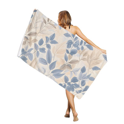 Serviette de plage rétro sans coutures à motif botanique de feuilles, grande serviette de piscine, séchage rapide, absorbante et douce, sans sable, 152 x 203 cm. Un sac en toile assorti à la serviette de plage imprimée vous sera offert.