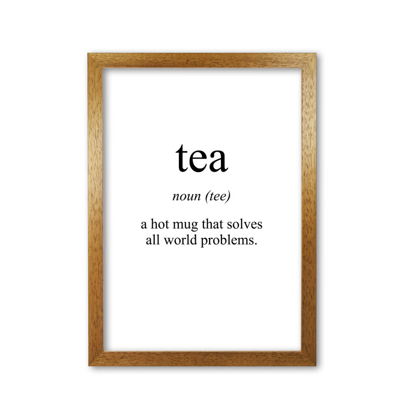 Tea 1 Piece Wall Art, 42 cm H x 30 cm W x 5 cm D, Honey Oak Frame