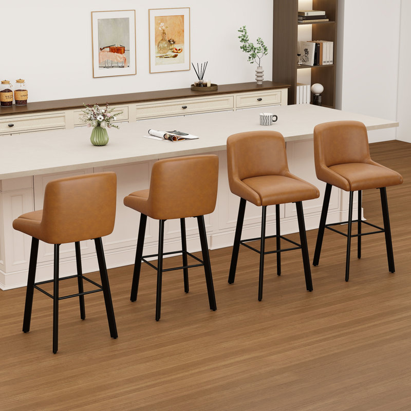 Tabouret de bar pivotant à hauteur de comptoir 30 po pour îlot de cuisine, 4, Brun whisky