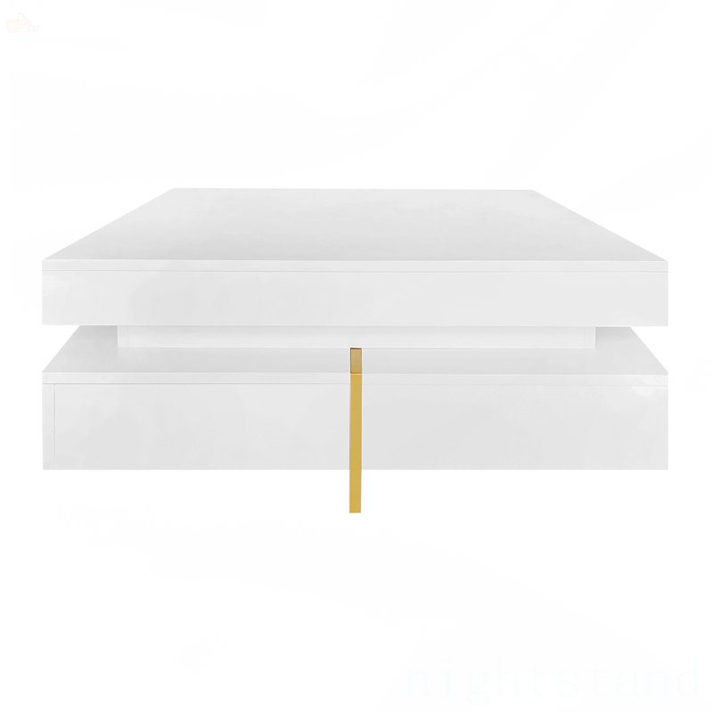 Table basse moderne à 4 tiroirs ultrabrillante, Blanc