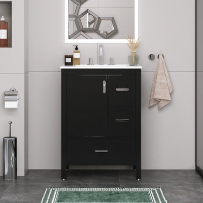 Modern 24" Freestanding Bathroom Vanity With Ceramic Sink