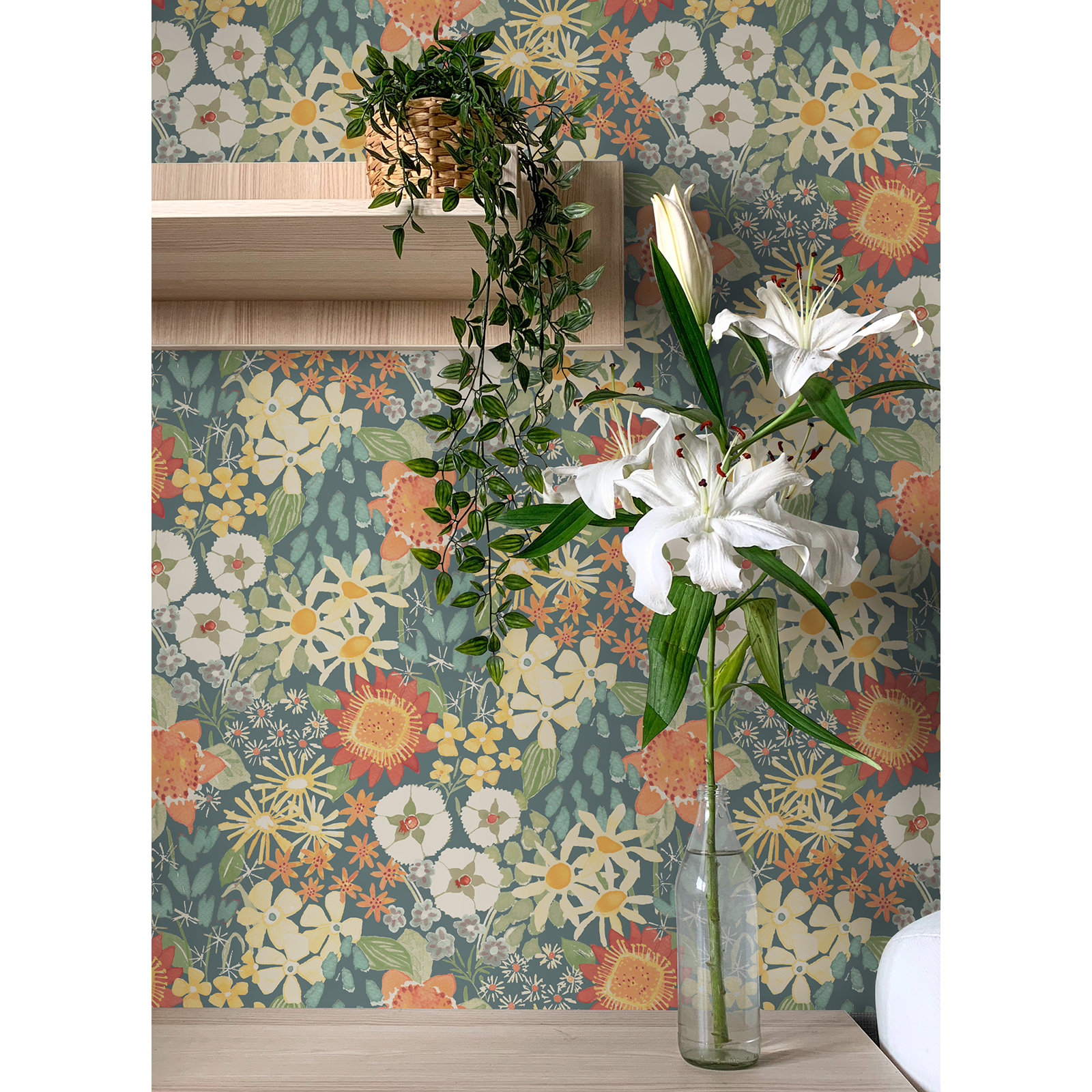 Torven Teal Peel and Stick Wallpaper